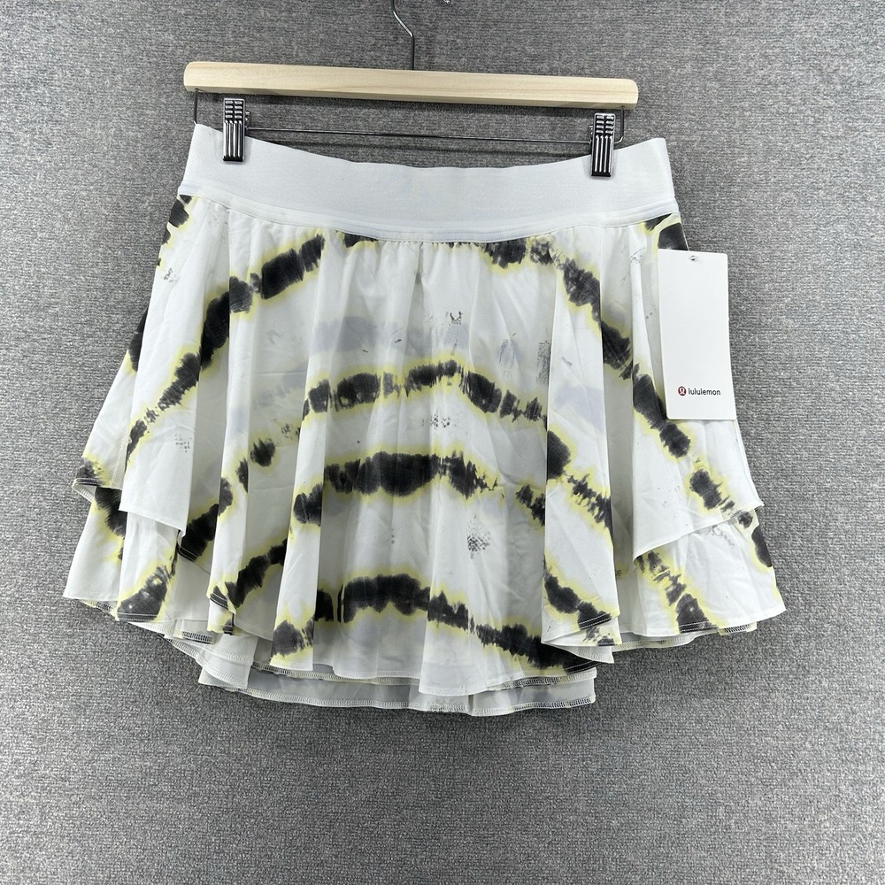 Lululemon Court Rival RH Skirt Skort Long Women Sz 10 Transverse Yellow NEW $88